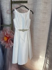 adrianna papell dress sz 2 white tea length wedding dress nwt pockets!