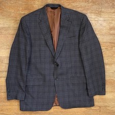 Jos A Bank Blazer Size 42R Plaid Wool Sport Coat Suit Jacket Gray/Brown/Black