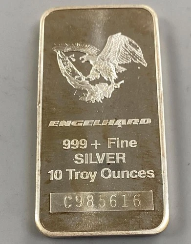 Engelhard 10 Troy Ounce 999+ Fine Silver Bar C985616 L24407