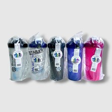 Blender Bottle Set of 5   Shaker with Steel Ball   2 Clear, Black, Red, Blue New