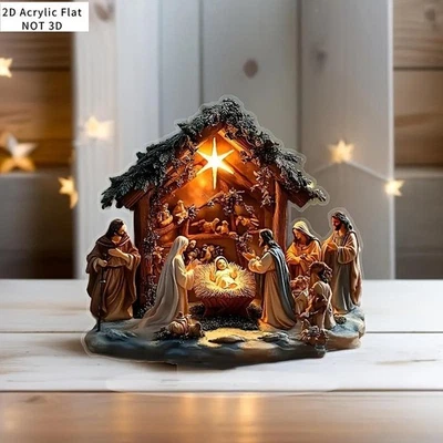 Plaque décorative de table en acrylique 2D pour crèche de Noël - Photo 1/4