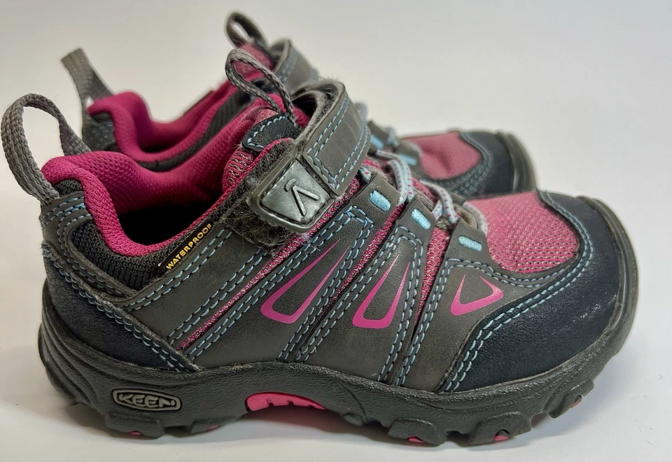 KEEN Niños Impermeables Zapatos de Senderismo Gris Rosa Talla 9 Gancho y Lazo Zapatillas Trail Foto 3 de 4