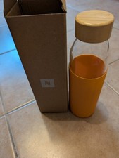 Nespresso Reusable Glass Water Bottle with Silicone Sleeve, Orange, 500 ml