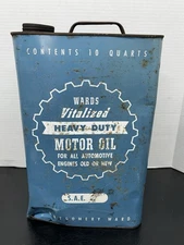 Vtg Montgomery Ward 10 Quarts Motor Oil Flat Can Refill From Wards