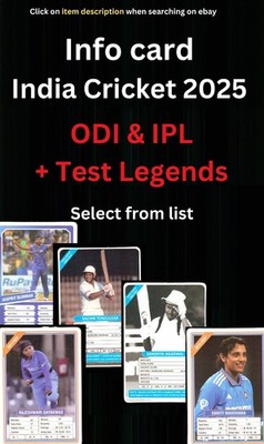 India Cricket 2025 ODI IPL & Test Legends Info card - Select from list - T12