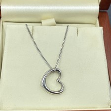 9ct White Gold Open Heart Pendant Necklace 