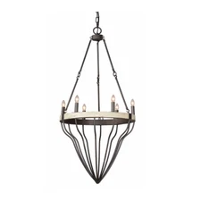 Rustic Style 6 Light Electric Candle Chandelier with Ornament Design