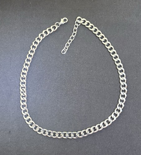 Heavy Curb Chain Flat Links Necklace Stainless Steel Lobster Clasp