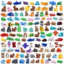 200 PCS Mini 3D Printed Animals Bulk, Articulated Animal Figurines Set, Flexible
