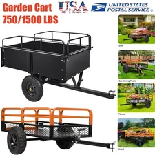 For ATV/UTV Heavy Duty Utility Cargo Trailer Tow Behind Dump Cart 900/1500lbs
