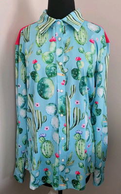 RANCH DRESS'N WATERVOLOR CACTUS RODEO SHIRT WOMENS XL