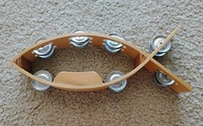 Natural Wood Carved Fish Shape Tambourine Going Out Of Business Sale