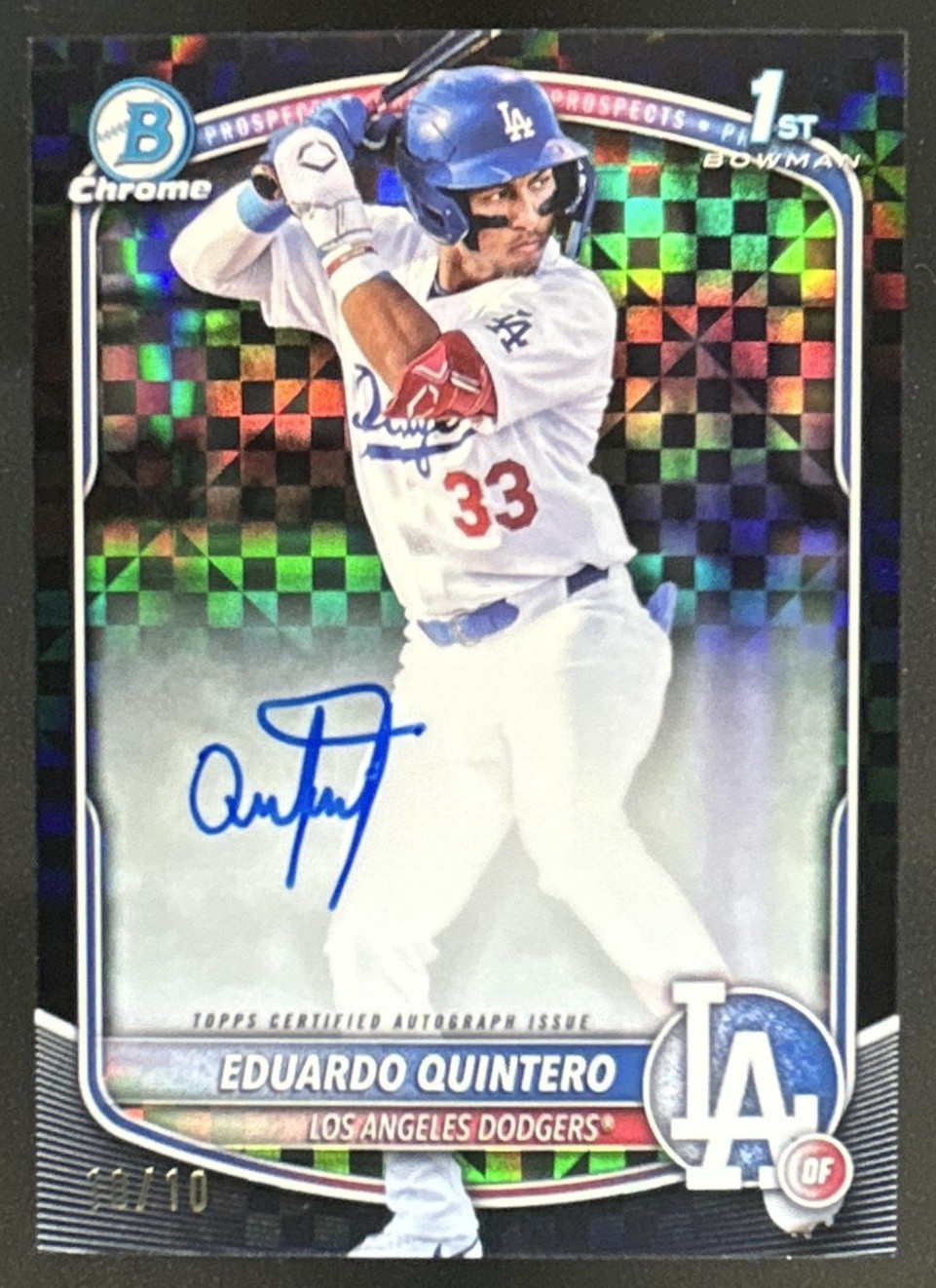 2025 Bowman Eduardo Quintero Chrome Auto Refractor Black X-Fractor 1st #/10