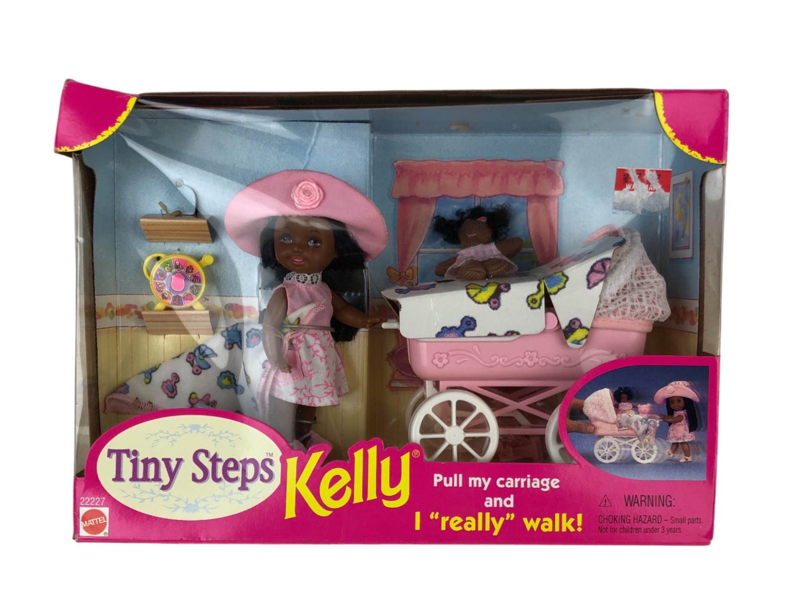 Kelly Doll Tiny Steps Baby Carriage African American Play Set 1998 Mattel Sealed