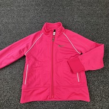 Nike Track Jacket Youth 5 Pink Full Zip Green Swoosh 72 Athletic Running