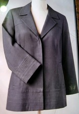 Chico's lightweight linen Multi Row Stitching Details blazer Mid-length Size 1