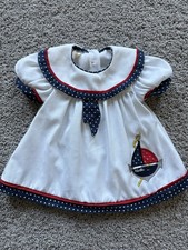 Vintage Toddler Girls Sailor Dress, Size 12 Months