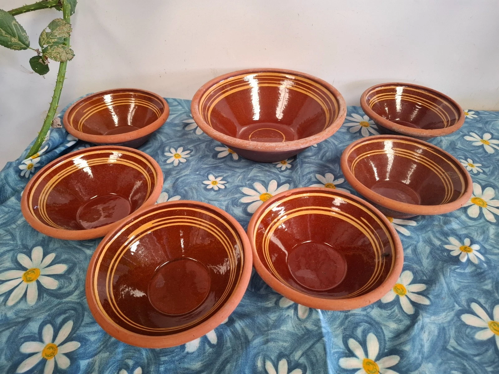 vintage terracotta bowls dairy set salad ? kitchenalia glazed mixing