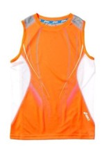 Asics SONIC MUSCLE TOP Boys Youth Crew Neck Sleeveless Shirt Large Orange NEW