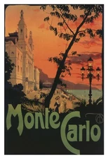 Monte Carlo Casino Fashion Sunset Monaco Travel Vintage Poster Repro FREE S/H