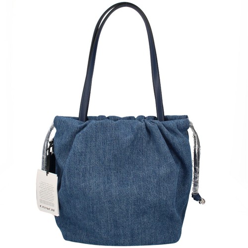 COACH Faye drawstring bucket bag CAR37 denim Shoulder Bag blue brand-new item - Picture 4 of 8