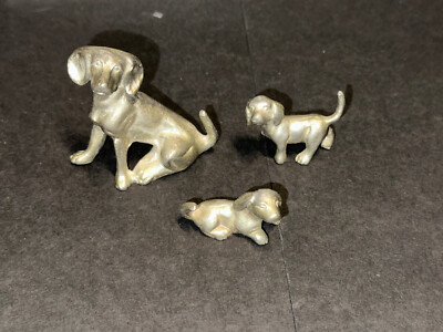 Komplettsatz Hundefamilie Tierfamilie aus Metall 308 gramm Metallfiguren