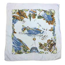 Souvenir Travel Scarf Italy Capri Amalfi Sorrento Vintage MCM 35" Blue Tourist