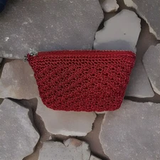 The Sak Deep Red Woven Fabric Zip Pouch