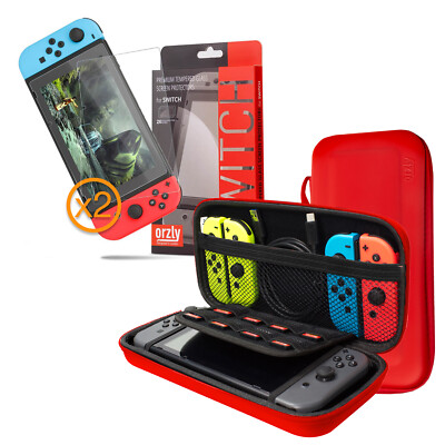 Nintendo Switch Hülle und Nintendo Switch Displayschutzfolie (Doppelpack) von Orzly