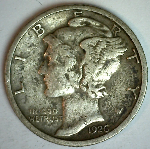 1926 Mercury Silver Dime 10c US Type Coin Very Fine Circulated Philadelphia VF