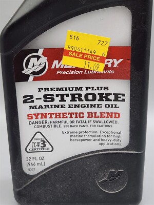 Mercury 2-Stroke Marine Engine Oil Synthetic Blend 1 Quart 