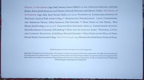 BARRY MOSER Woodcut Broadside A Symposium HANS RUDOLF VAGET Smith College C2004a - Picture 4 of 5