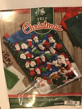 Bucilla MITTENS  STOCKINGS ADVENT CALENDAR Felt Applique Christmas - NIB
