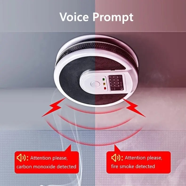 Smoke and Carbon Monoxide (CO) Detector 10-Years Fire Alarms with Voice Speaker