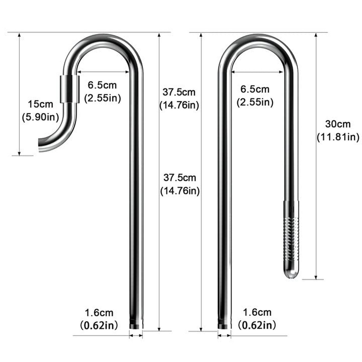 FZONE Stainless Steel Lily Pipe Inflow and Outflow Work with 16