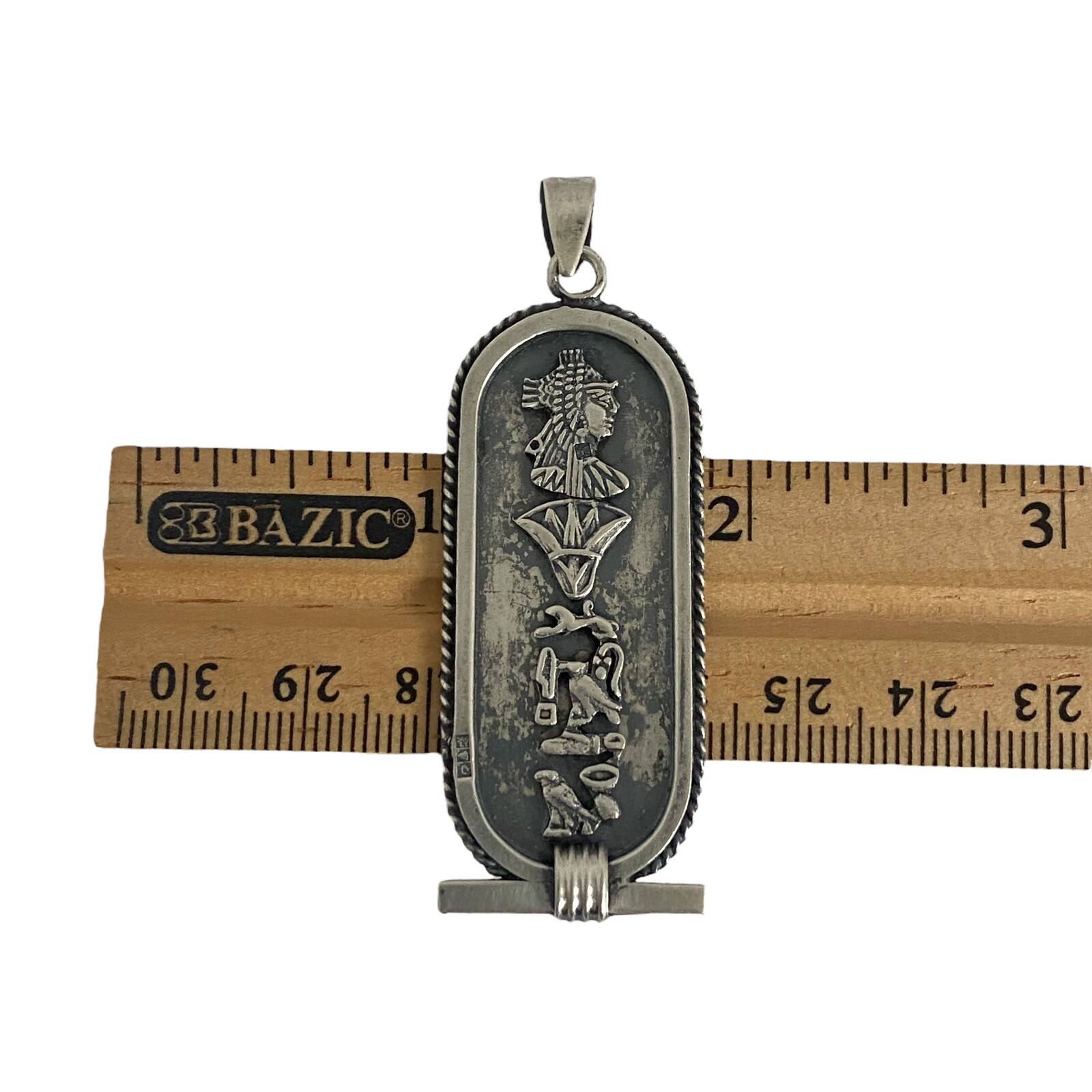 Oxidized Solid 800 Silver Egyptian Cartouche Isis… - image 8