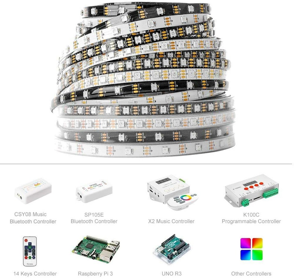 Wholesale WS2812B 5V 5050 RGB LED Strip 1-20M 60-1200 Led Individual ...