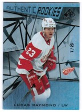 21/22 2021 SP GAME USED LUCAS RAYMOND #200 AUTHENTIC ROOKIES RC 7/23 RED WINGS