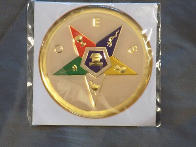 Order Eastern Star OES Gel Car Emblem 3'' Masonic Adhesive Freemason NEW
