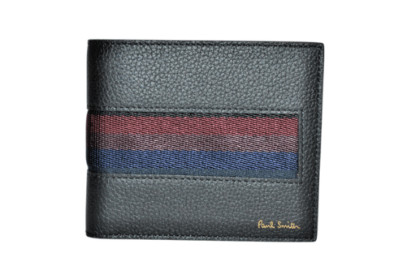 Paul Smith Hauptlinie Herren Webbing Stripe Schwarz Billfold Geldbörse Brandneu