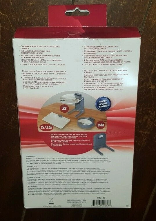 Carson Hands Free LED Magnifier Set with 3 Interchangeable Lenses ~ Item #HM-30 - Image 2 of 2