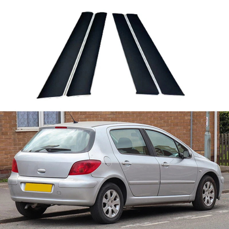 4pcs Glossy Black Pillar Posts Window Door Trims Fit For Peugeot 307 2001-2008 — 第 2/4 张图片