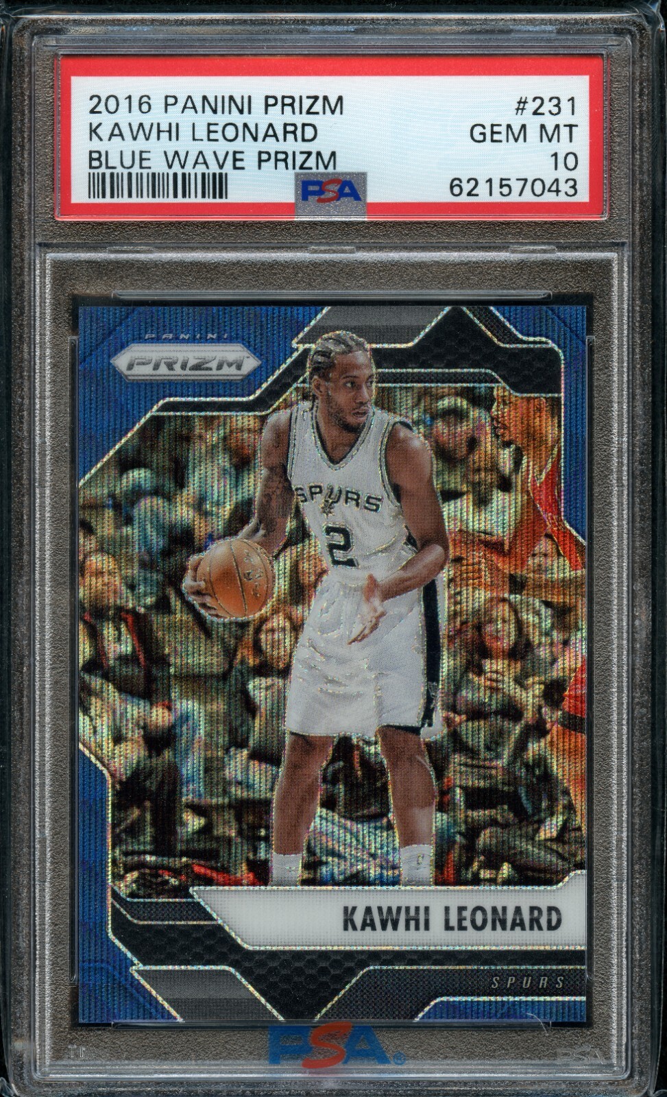 2016-17 Panini Prizm Kawhi Leonard Blue Wave PSA 10 /99
