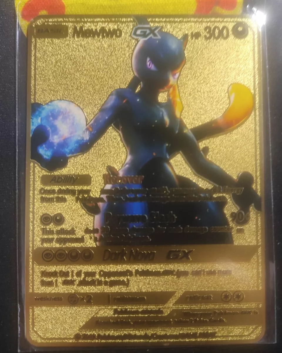 Mewtwo GX Full Art Shiny Gold Metal Card