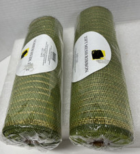 Lot Of 2 Mesh Ribbon 25 Ft Green Color