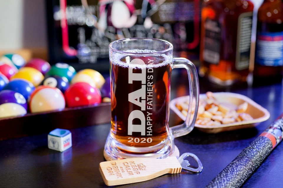 Taza de cerveza para el mejor papá, taza de vidrio personalizada, vaso de cerveza para papá, papá, esposo Foto 2 de 3