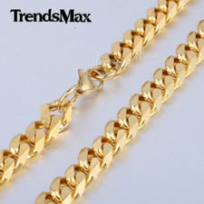 11mm 28" Chain Gold Plated Curb Cuban Chain Stainless Steel Necklace Christmas