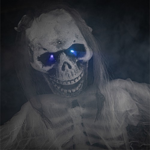 GROUND BREAKING SKELETON BRIDE HALLOWEEN PARTY DECORATION PROP FLASHING EYES - Picture 5 of 6