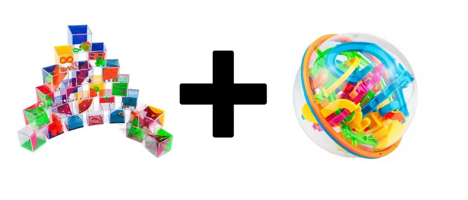 MARKENLOS Geduldsspiele 24 Stück Mini Kugel + 3D Kugel Labyrinth -- Retourenware--