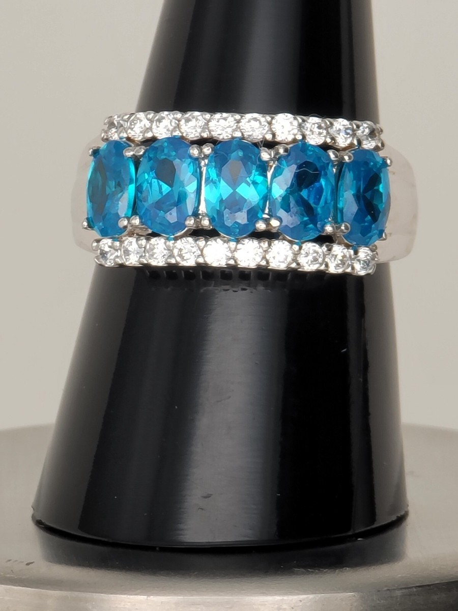 Engagement Ring Jtv Blue Topaz Rings JTV TGGC White Opal Blue